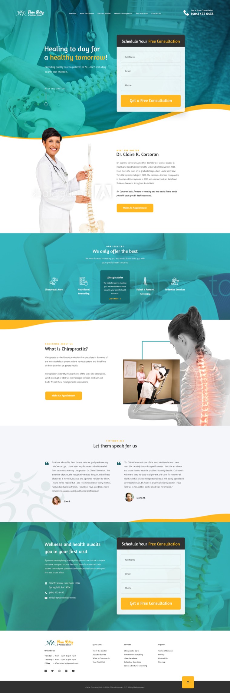 Healthcare practice landing page design